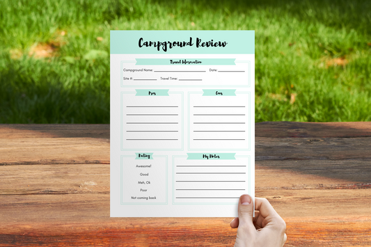 RV Campground Review Worksheet