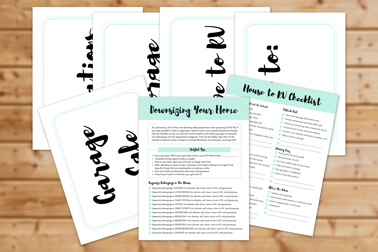 Downsizing Your Home for RV Life Workbook || 7 Pages