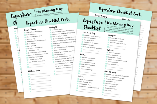 RV Departure Checklist || 4 Pages
