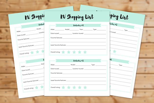 RV Shopping Comparison List || 3 Pages