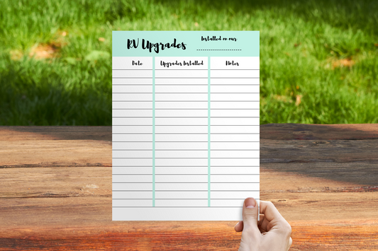 RV Upgrades Worksheet