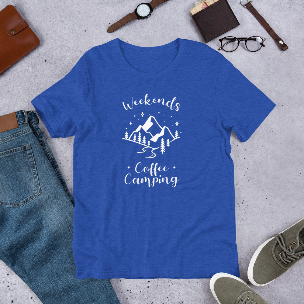 Weekends Coffee Camping with Mountains T-Shirt