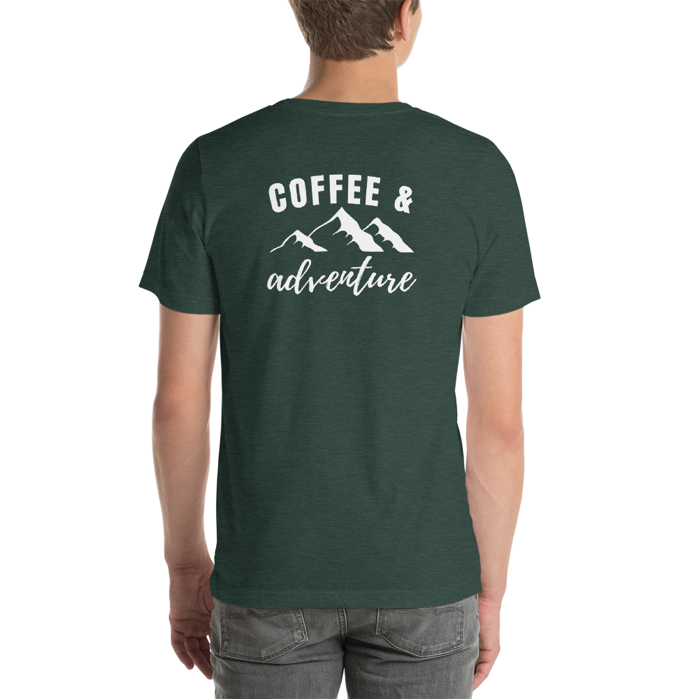 Back of T-Shirt - Coffee and Adventure
