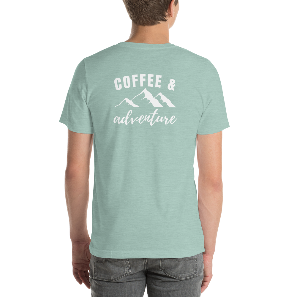 Back of T-Shirt - Coffee and Adventure