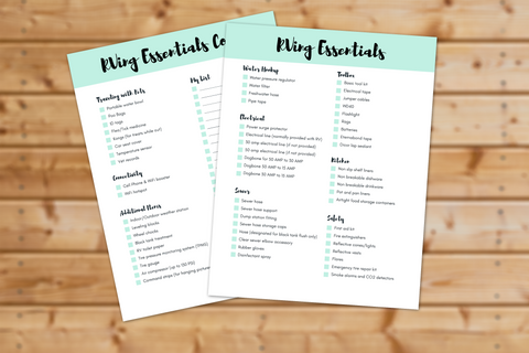 RVing Essentials Checklist || 2 Pages